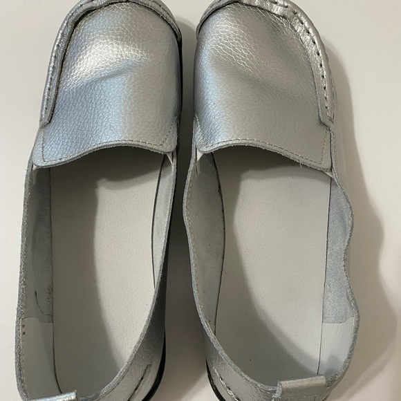 Silver Orthopedic Leather Flats Size 40 - Picture 5 of 12